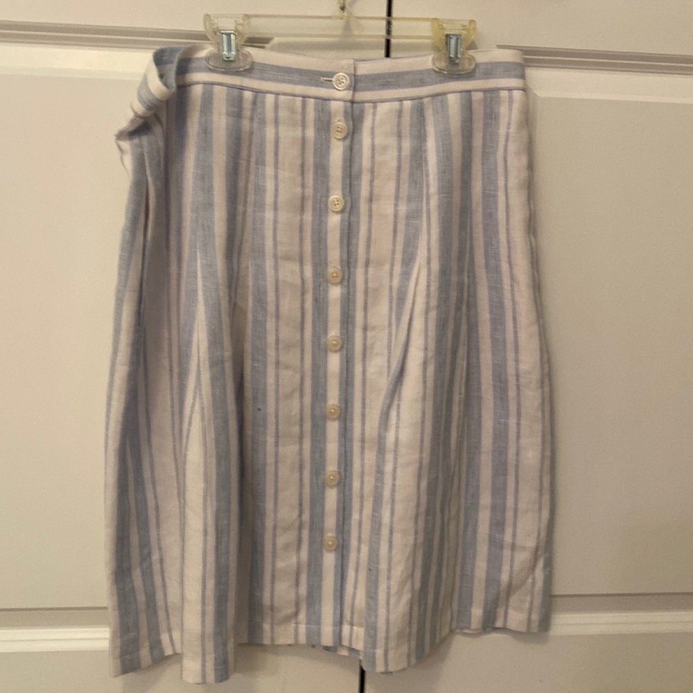 Brooks Brothers womens linen light blue and white striped skirt